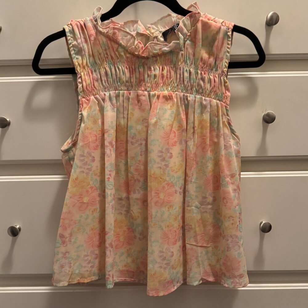 Floral High Neck Tank